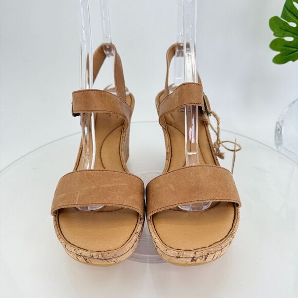 Born Lenore Platform Wedge Sandals Womens Size 10 M Brown Leather Buckle Shoes - Picture 5 of 15